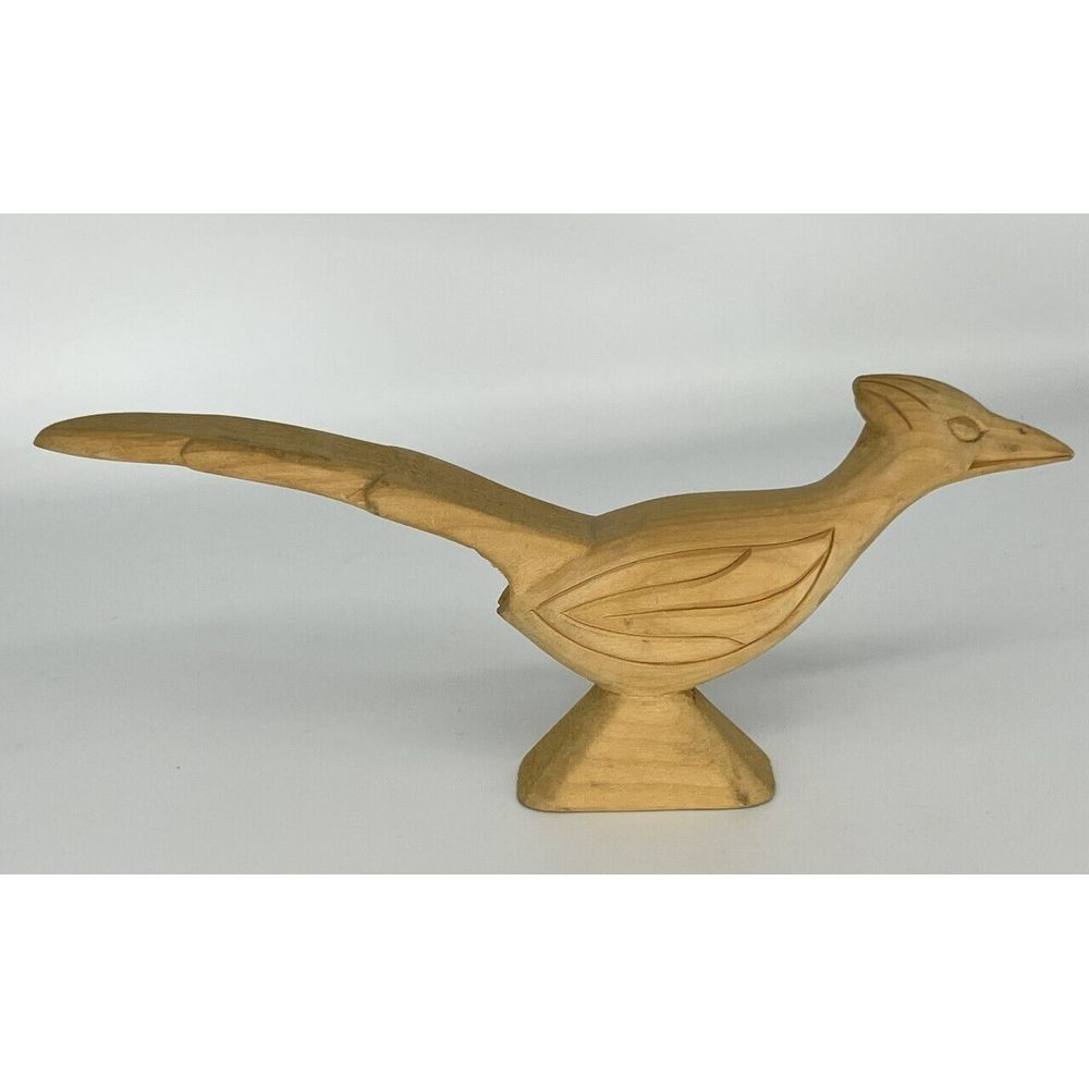 Original Jose Mondragon Wood Carving Roadrunner Sculpture Chimayo New‎ Mexico